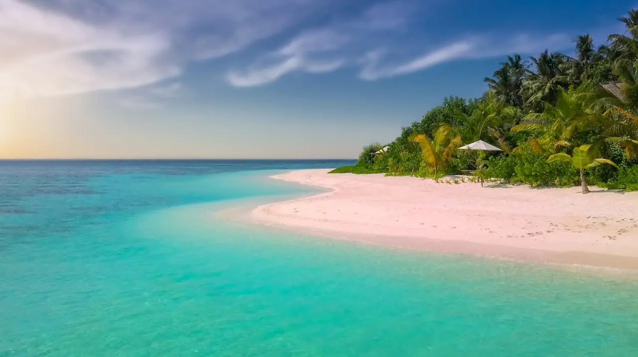 Tropical beach, ocean, sand and blue sky